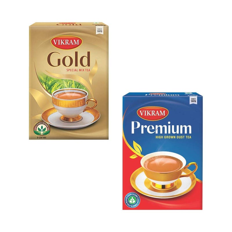 Vikram Tea Combo | Gold Special Mix Tea 500g & Premium High Grown Dust Tea 250g - 750g (Pack of 2) - Image 1