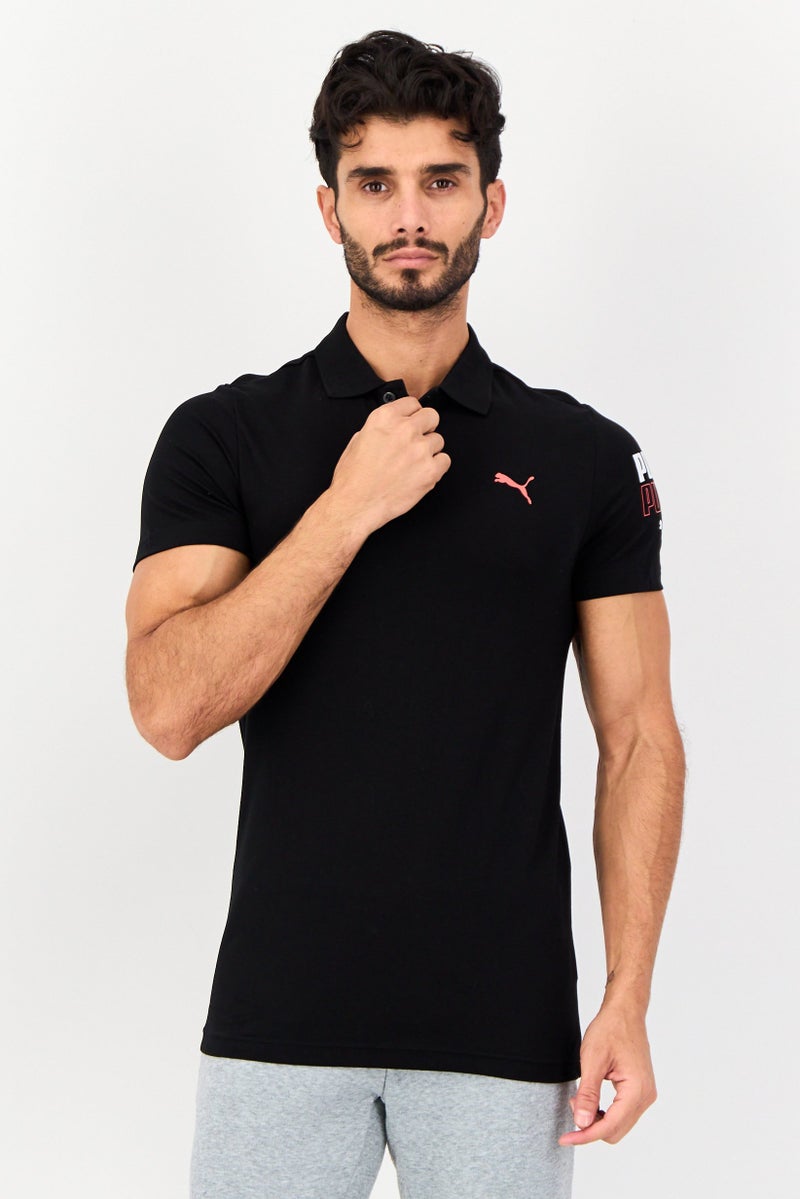 PUMA قميص بولو خارجي بأكمام قصيرة للرجال بقصة ضيقة، أزرق داكن - Image 1