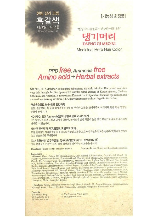 DAENG GI MEO RI - – Korean Herbal Hair Dye Color Cream [Dark Brown] (3 PACK) - PPD-Free Gray Coverage, Hair Protection, High-Keratin Formula, 5 Oz - Image 1