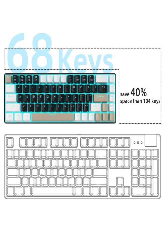 مايجغي لوحة مفاتيح MageGee - MK-Box ميكانيكية محمولة بنسبة 60% مع إضاءة خلفية LED، 68 مفتاحًا، مفاتيح بلون القهوة، مناسبة للألعاب والمكاتب، متوافقة مع أنظمة التشغيل Windows وMac وLinux - Image 3