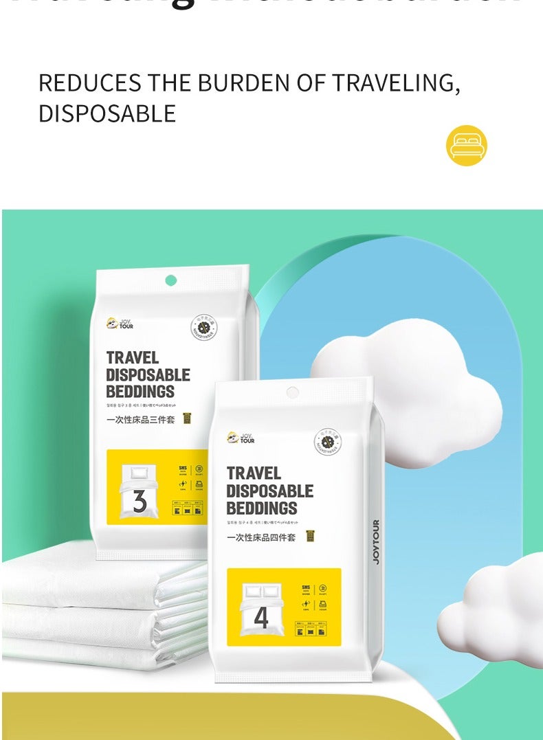 3 Pack Disposable Bed Sheets for Travel, Portable Disposable Bedding Set with Bed Sheet*1/Quilt Cover*1/Pillowcases* Disposable Bed Sheets XL Size for Travel Business Trip Camping Hotel. - Image 4