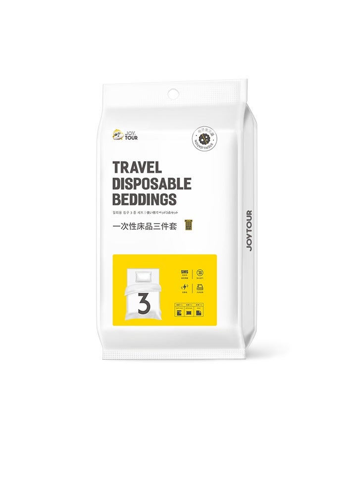 3 Pack Disposable Bed Sheets for Travel, Portable Disposable Bedding Set with Bed Sheet*1/Quilt Cover*1/Pillowcases* Disposable Bed Sheets XL Size for Travel Business Trip Camping Hotel. - Image 1