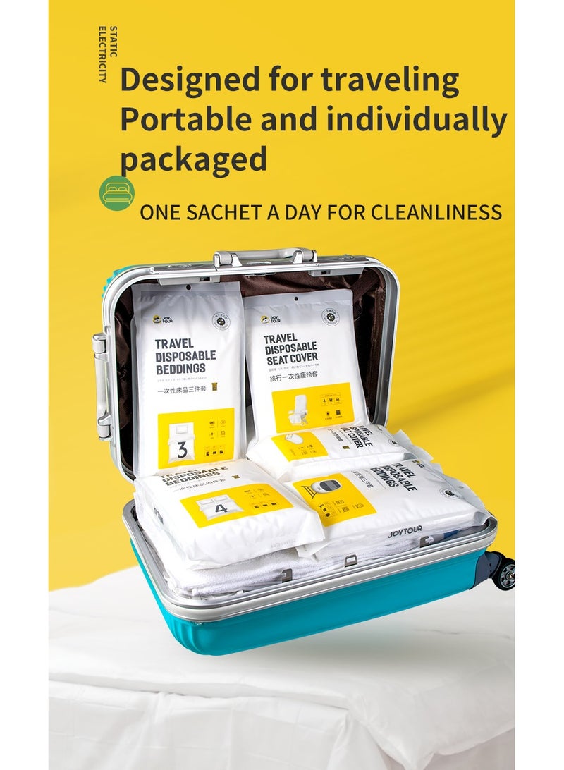 3 Pack Disposable Bed Sheets for Travel, Portable Disposable Bedding Set with Bed Sheet*1/Quilt Cover*1/Pillowcases* Disposable Bed Sheets XL Size for Travel Business Trip Camping Hotel. - Image 2