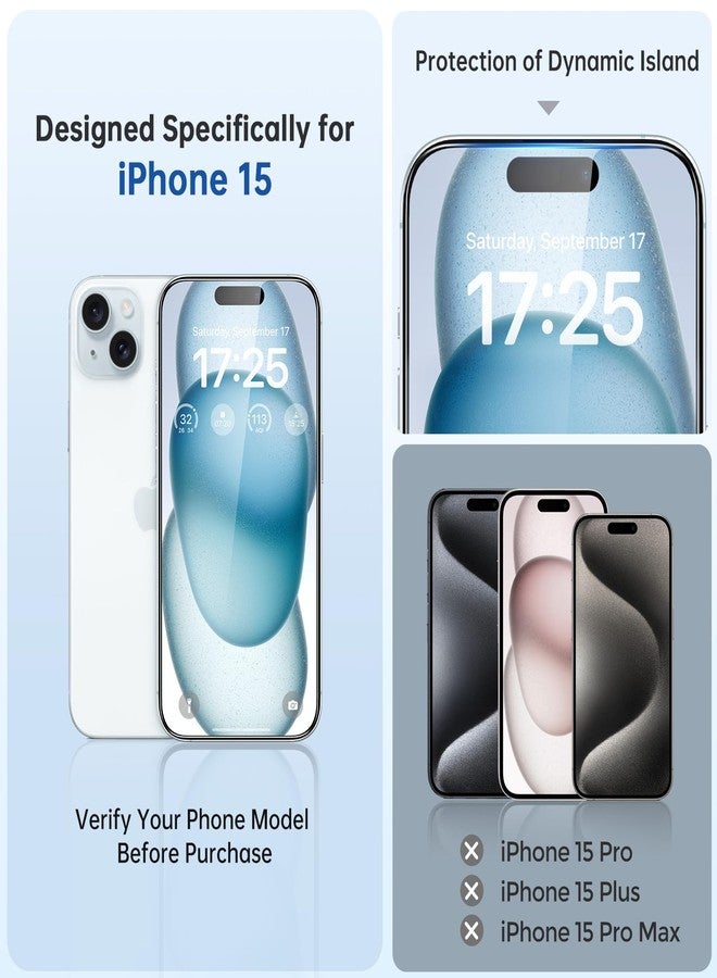 SYNCWIRE Screen Protector for iPhone 15 [6.1 inch], Reinforced Tempered Glass with Easy Installation Frame, Bubble Free, HD Clear, Shatterproof, Scratch Resistant, Case Friendly, 3 Pack - Image 2