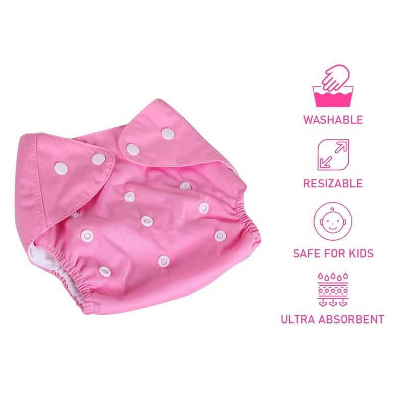 hanso Baby Adjustable Cotton Pocket Diapers and Reusable Baby Washable Cloth Diaper Nappies for Babies, Infants, Toddlers, Age 0 to 3 Years (Pink) - Image 2