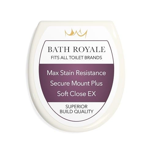 Bath Royale Round Toilet Seat Replacement with Cover BR500-01 Slow Close, Heavy Duty Sturdy, Stain-Resistant, No Jiggle and Easy to Clean, Fits All Toilet Brands, Executive Series - Biscuit/Linen, - Image 1