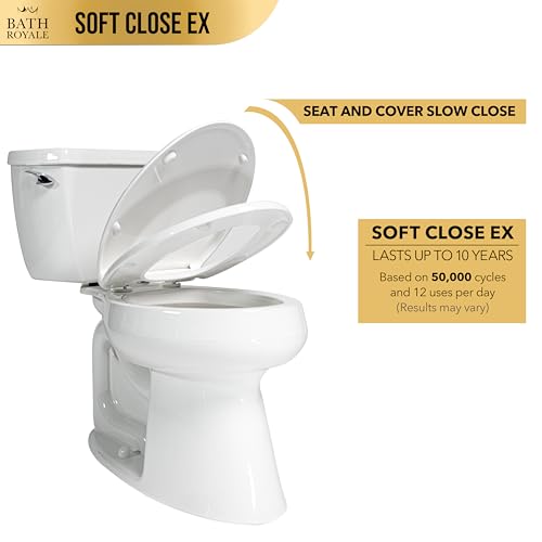Bath Royale Round Toilet Seat Replacement with Cover BR500-01 Slow Close, Heavy Duty Sturdy, Stain-Resistant, No Jiggle and Easy to Clean, Fits All Toilet Brands, Executive Series - Biscuit/Linen, - Image 4