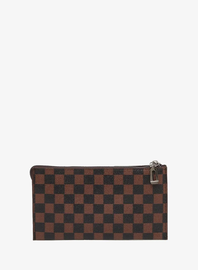 Styli Brown Checkered Handbag
