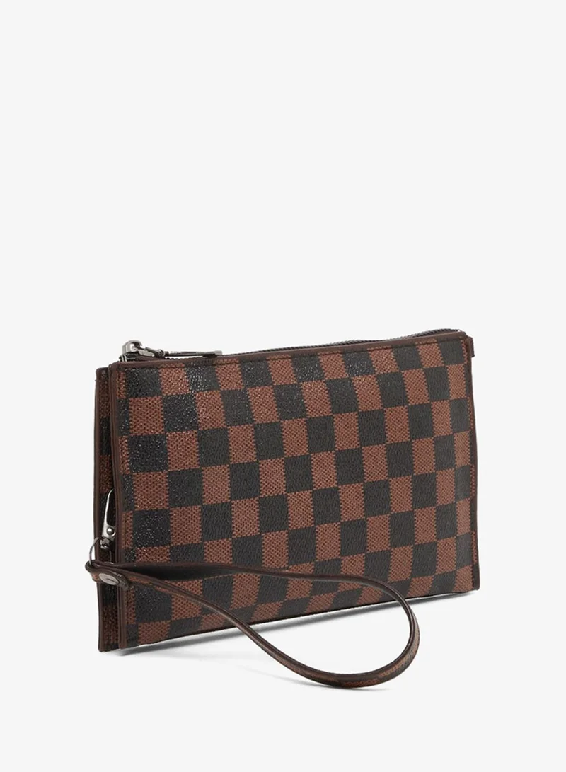 Styli Brown Checkered Handbag