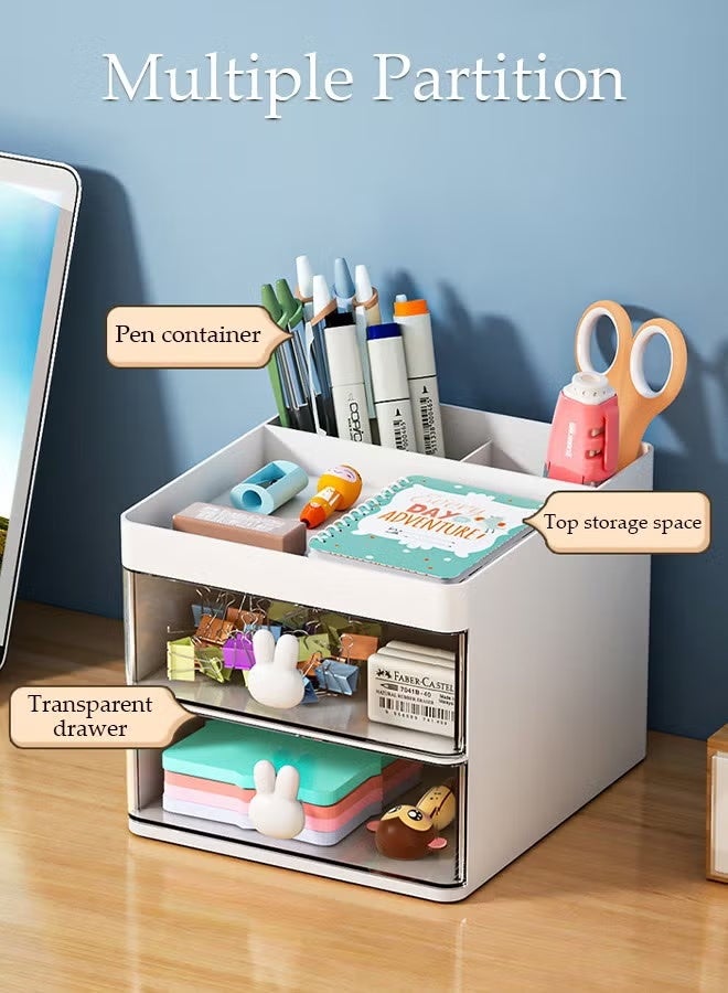 DUNISO Makeup Organizer, Cosmetic Desk Storage Box with Drawers Skincare Organizers for Dressing Table, Countertop, Bathroom Counter, Vanity Holder for Brushes, Lotions, Lipstick, Perfume - Image 2