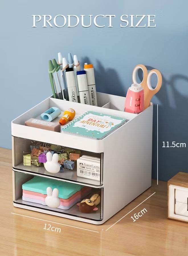 DUNISO Makeup Organizer, Cosmetic Desk Storage Box with Drawers Skincare Organizers for Dressing Table, Countertop, Bathroom Counter, Vanity Holder for Brushes, Lotions, Lipstick, Perfume - Image 5