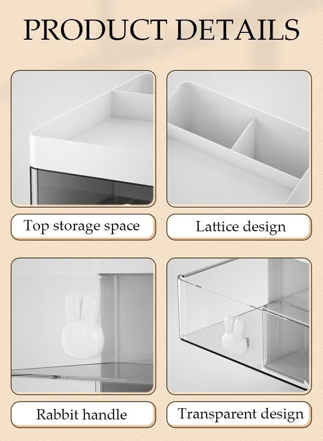 DUNISO Makeup Organizer, Cosmetic Desk Storage Box with Drawers Skincare Organizers for Dressing Table, Countertop, Bathroom Counter, Vanity Holder for Brushes, Lotions, Lipstick, Perfume - Image 3