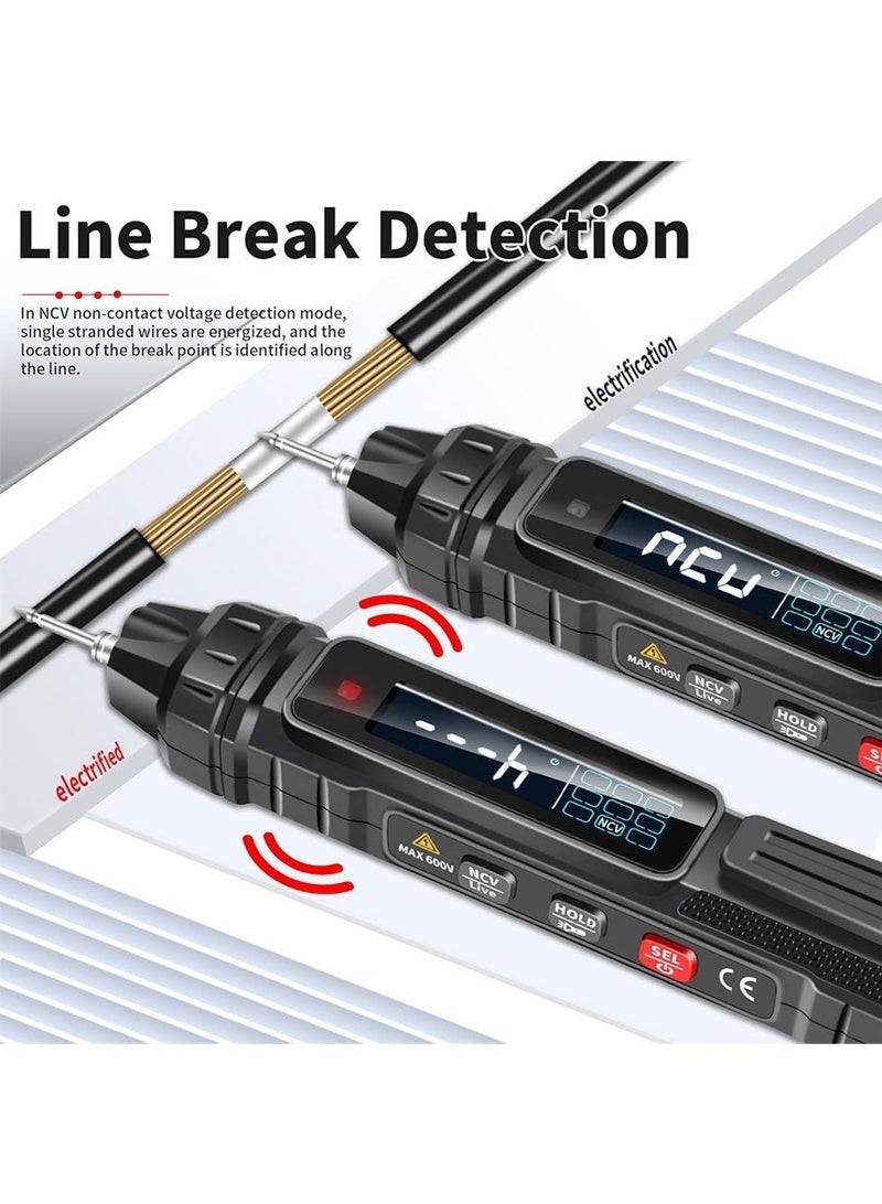 excitat Pen Type Voltage Tester Digital Multimeter, 4000 Count AC/DC Voltage Professional Tester Meter,  Non-Contact Electricians 600V Voltmeter Tester for AC DC Voltage, Live Wire, Resistance, Continuity and Diode Tests - Image 3
