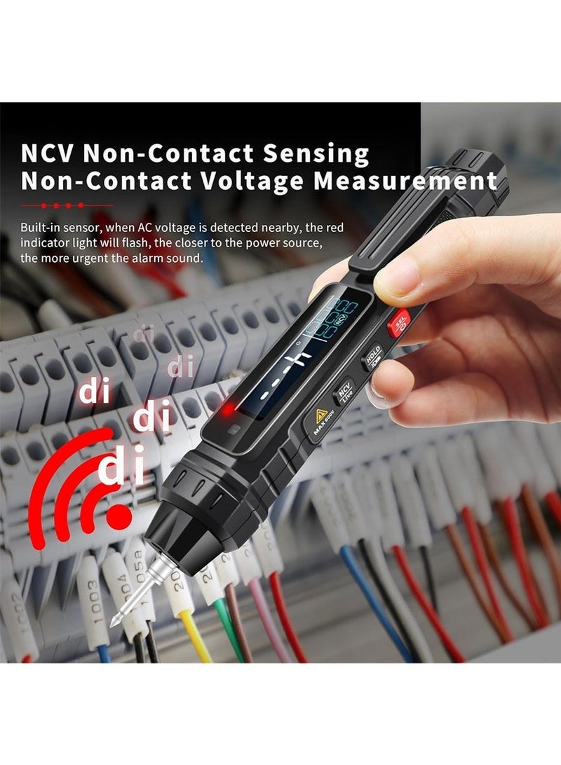 excitat Pen Type Voltage Tester Digital Multimeter, 4000 Count AC/DC Voltage Professional Tester Meter,  Non-Contact Electricians 600V Voltmeter Tester for AC DC Voltage, Live Wire, Resistance, Continuity and Diode Tests - Image 5