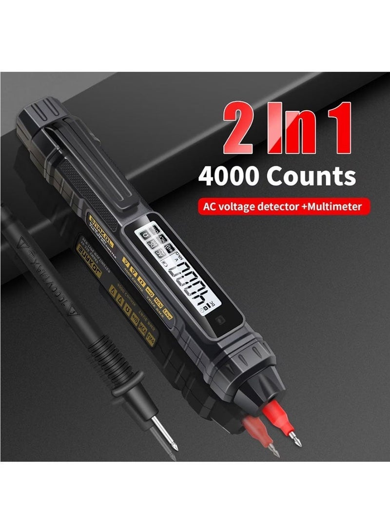 excitat Pen Type Voltage Tester Digital Multimeter, 4000 Count AC/DC Voltage Professional Tester Meter,  Non-Contact Electricians 600V Voltmeter Tester for AC DC Voltage, Live Wire, Resistance, Continuity and Diode Tests - Image 2