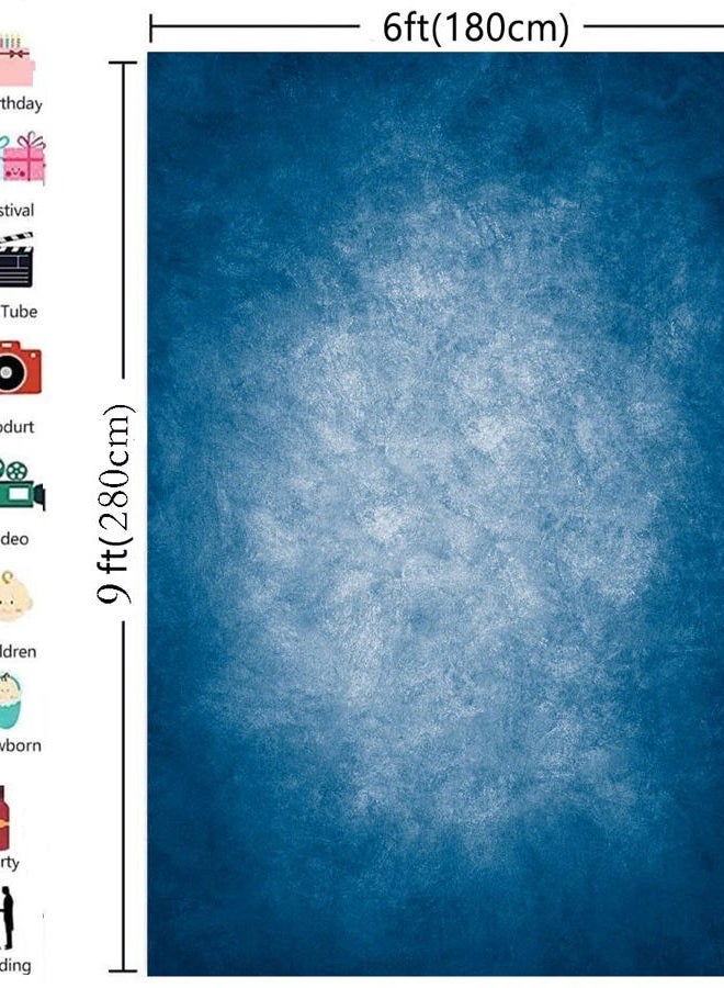 HMTFOTO 6x9ft Dark Blue Gradient Portrait Photo Backdrops Bright Center Abstract Photography Backdrop for Studio Photo Booth Prop Banner Decor Background - Image 3