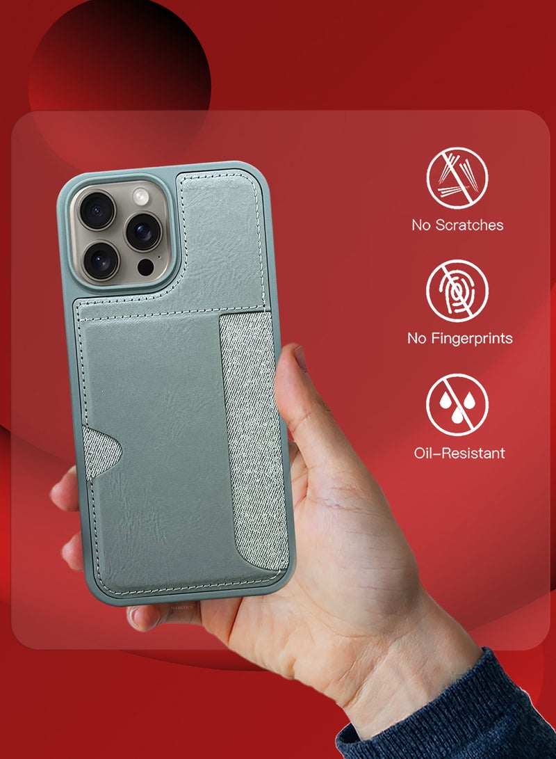 CATANES iPhone 15 Pro Max 3Packs Case Leather Antifingerprint Cover with Wallet Card Slot Shell, Side Insert Card Holder, Anti Fall Protection - Image 4