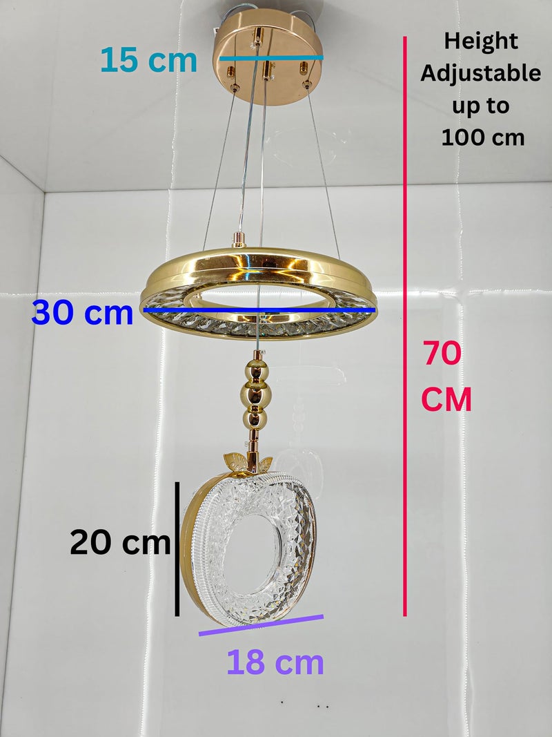 swanart Luxury Crystaple Crystal Apple Chandelier – Elegant LED Pendant Light with 3-in-1 Color Change, Height Adjustable – Modern Gold & Crystal Ceiling Light for Home & Office - Image 2