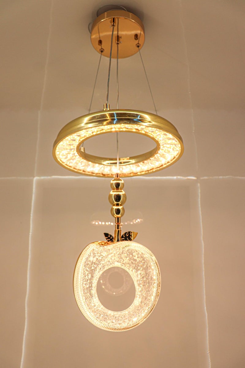swanart Luxury Crystaple Crystal Apple Chandelier – Elegant LED Pendant Light with 3-in-1 Color Change, Height Adjustable – Modern Gold & Crystal Ceiling Light for Home & Office - Image 4