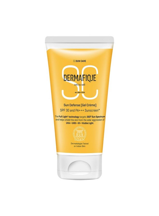 Dermafique Sun Defense Gel Crème, Spf 30, Pa +++ Sunscreen 150G, For All Skin Types, 360 Degree Sun Spectrum Protection, Prevents Tanning & Photoaging, Protects From Uva,Uvb, Ir & Visible Light, Dermatologist Tested On Indian Skin, For Men & Women - Image 1