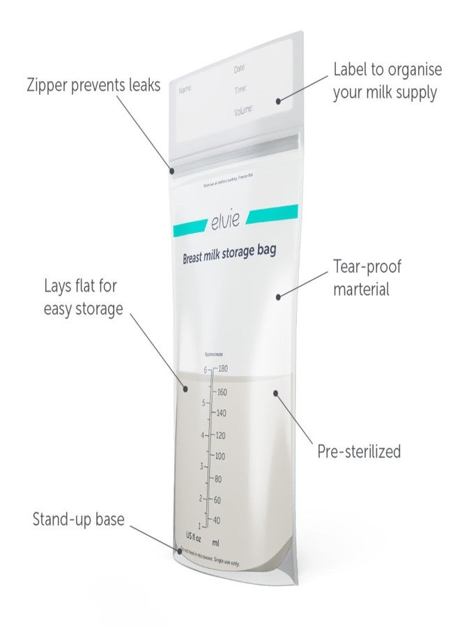 Elvie - Leak-Proof Breastmilk Storage Bags - Freeze and Warm Breast Milk - At Home or On The Go - Hygienic Double-Seal Zipper - Breastfeeding Essentials - 100 Count - Image 3