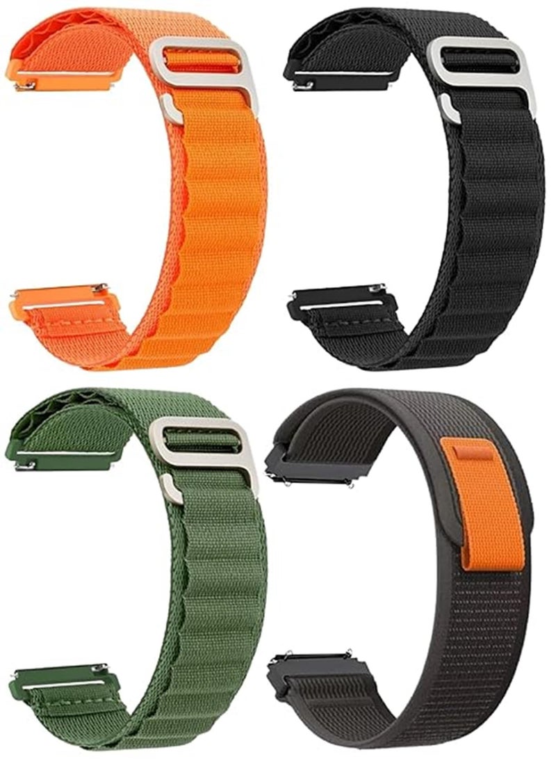 PEFKO PKFW01 22mm Smart Watch Straps/Bands/Loop [ Combo Pack Of 4 ] (ORANGE/BLACK/GREEN/BLACK) - Image 1