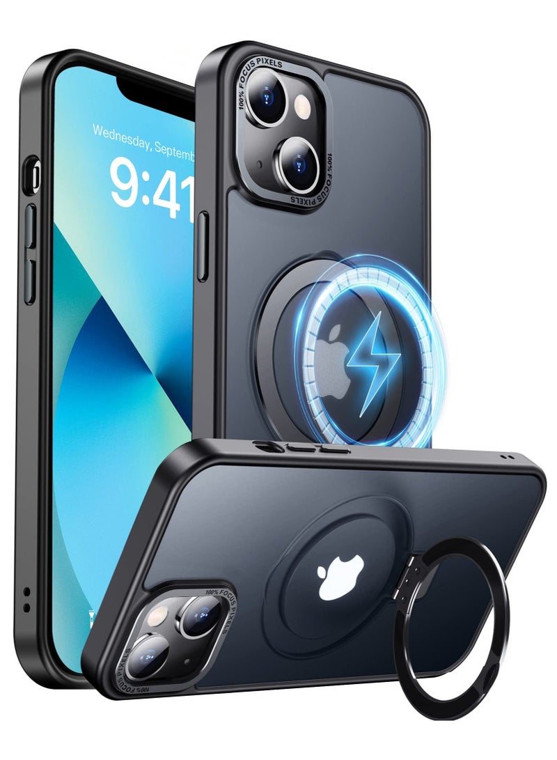 Asan Ge iPhone 13 Magnetic Case with Invisible Stand, Compatible with MagSafe Shockproof Protection Cover, Translucent Matte Slim Phone Case with Magnet for Apple 13 (2021)(Black) - Image 1