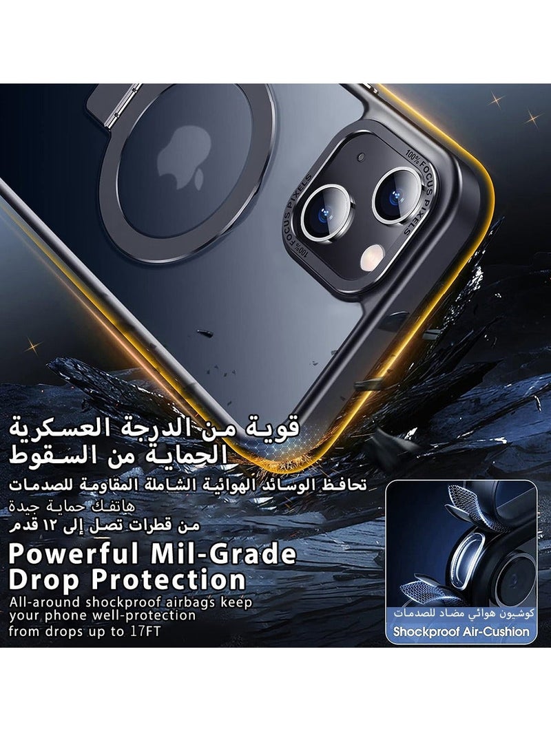 Asan Ge iPhone 13 Magnetic Case with Invisible Stand, Compatible with MagSafe Shockproof Protection Cover, Translucent Matte Slim Phone Case with Magnet for Apple 13 (2021)(Black) - Image 3