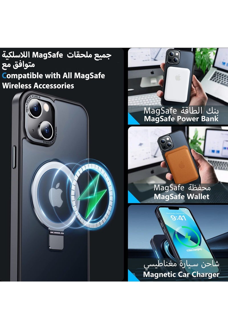 Asan Ge iPhone 13 Magnetic Case with Invisible Stand, Compatible with MagSafe Shockproof Protection Cover, Translucent Matte Slim Phone Case with Magnet for Apple 13 (2021)(Black) - Image 2