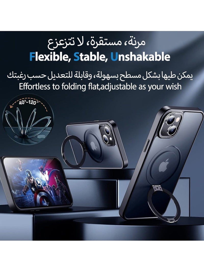 Asan Ge iPhone 13 Magnetic Case with Invisible Stand, Compatible with MagSafe Shockproof Protection Cover, Translucent Matte Slim Phone Case with Magnet for Apple 13 (2021)(Black) - Image 4