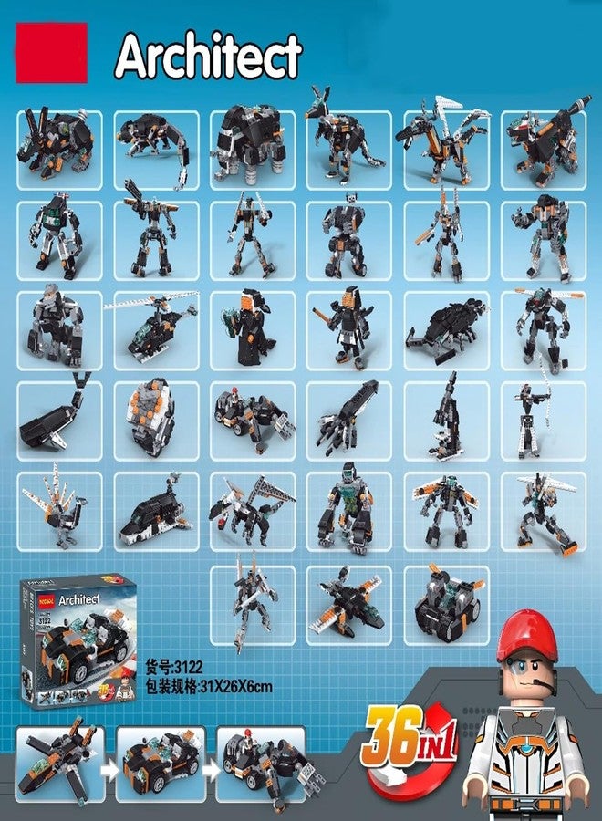 Spindoo 36-in-1 Magic Building Blocks Set | 256+ Pieces | Creative Construction Toy for Kids | Includes Instruction Manual | Ideal for Boys & Girls Ages 6+ | DIY Brick Robot, Jet, Ship Models - Image 2