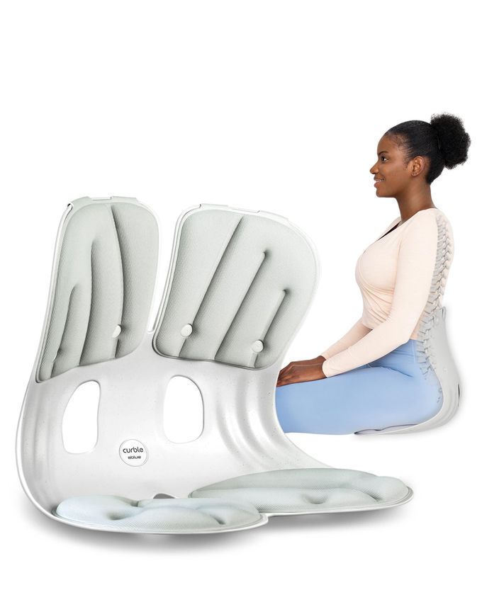 curble Grand(Extra Wide & Sturdy)  Ergonomic Back and Lumbar Support for Good Posture Correction and Back Pain Relief, Perfect for Office, Floor Seat and Work from Home, Patented (Grey) - Image 1