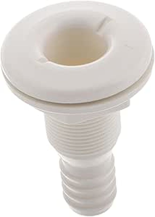 White Plastic Boat Drain Vent Scupper Connector Compact Design For Yacht RV Drainage - Image 1