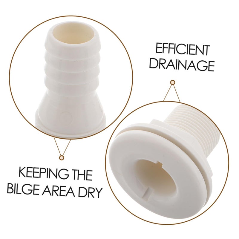 White Plastic Boat Drain Vent Scupper Connector Compact Design For Yacht RV Drainage - Image 4
