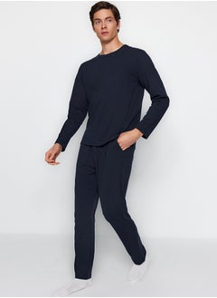 Men's Navy Blue Regular Fit Knitted Pajamas Set - pzsku/Z6B3707BD73F8383DCB49Z/45/_/1730941458/fc7aa0a2-88e6-42c3-99d1-6b322a17a325