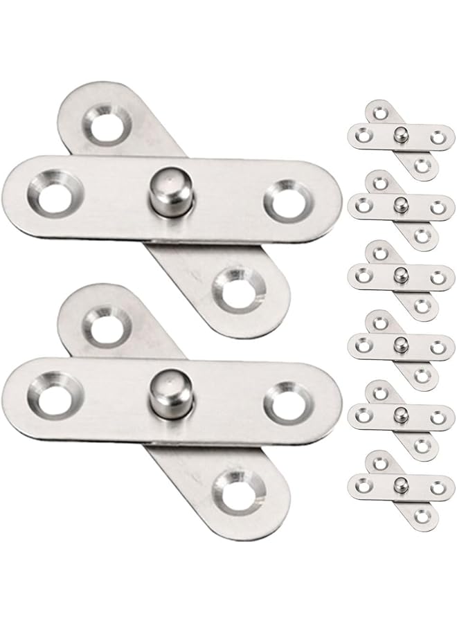 promass 8Pcs Stainless Steel Hidden Door Hinges, 360° Rotatable Hinges for Kitchen Cabinets, Foldable Design, Silver, Heavy Duty Furniture Hardware - Image 1