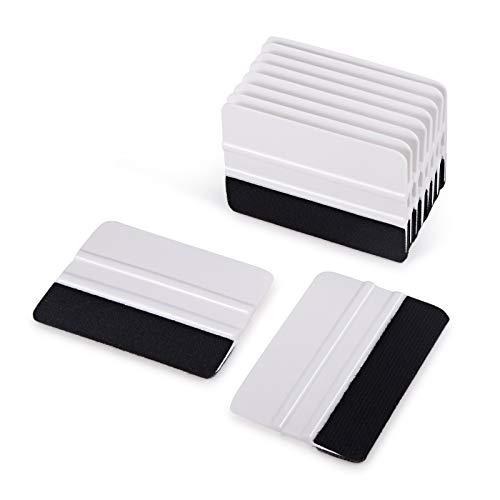 Ehdis إيهديس 10 قطع سكويدجي فينيل 4 بوصة كاشط فينيل للسيارة أداة تطبيق ملصقات تظليل النوافذ ورق جدران أداة تسوية بحافة قماشية سوداء - أبيض - Image 1