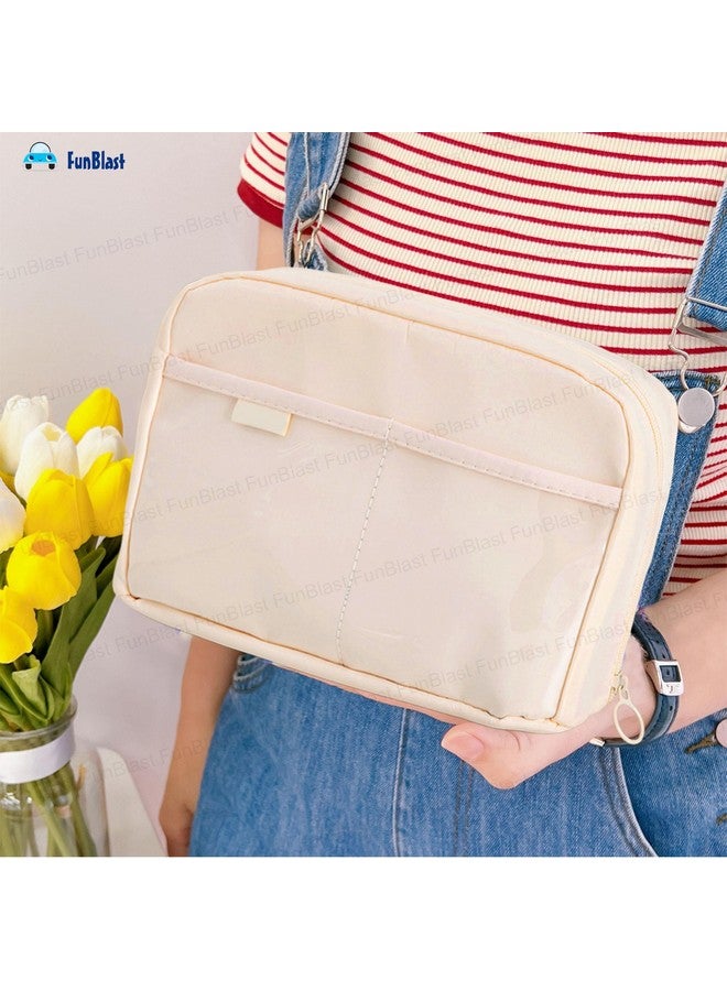 فنبلاست حافظة أقلام فن بلاست للأطفال - حقيبة أقلام كبيرة بسحاب للأطفال والكبار، حقيبة متعددة الأغراض للقرطاسية للأطفال، حقيبة مكياج، حقيبة جمالية (بيج) - Image 5