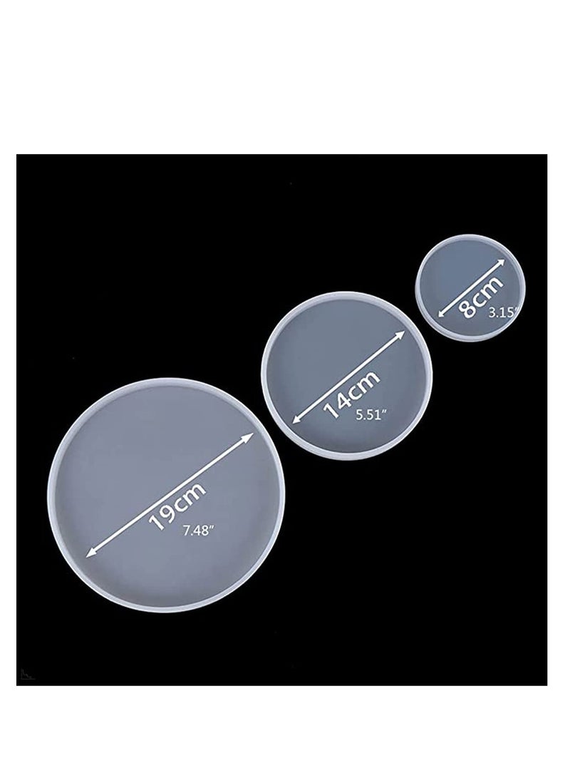 SYOSI 3Pcs Round Tray Coaster Epoxy Resin Mold Cup Mat Mug Pad Crafts, Silicone Mould Resin Tray Mold DIY Coaster Silicone Mold Resin Casting Molds Crystal Epoxy Mold - Image 5