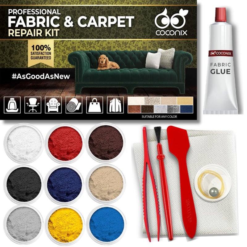 Coconix Coconix Fabric  Carpet Repair Kit  Fix Tears Holes and Burns on Fabric and Carpet Upholstery Rugs and Clothing  Easy Application with Customizable Colors 