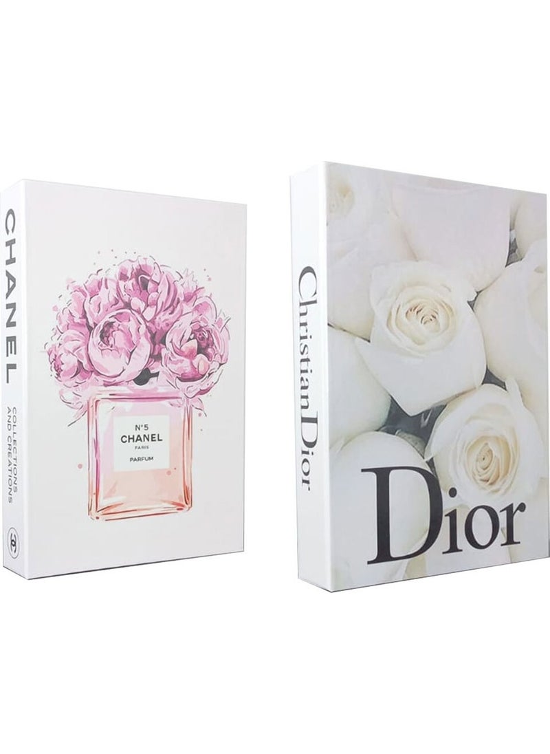 Knittingtr - 2-Piece Decorative Book-Looking Box No5 Chanel & Dior White Rose Themed - Image 1