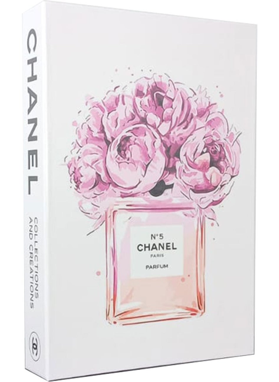 Knittingtr - 2-Piece Decorative Book-Looking Box No5 Chanel & Dior White Rose Themed - Image 1
