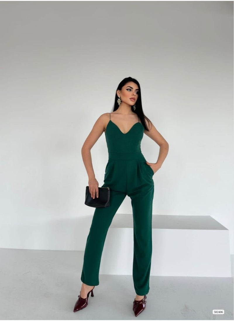JOY - Straps regular fit jumpsuit - Green - Image 1