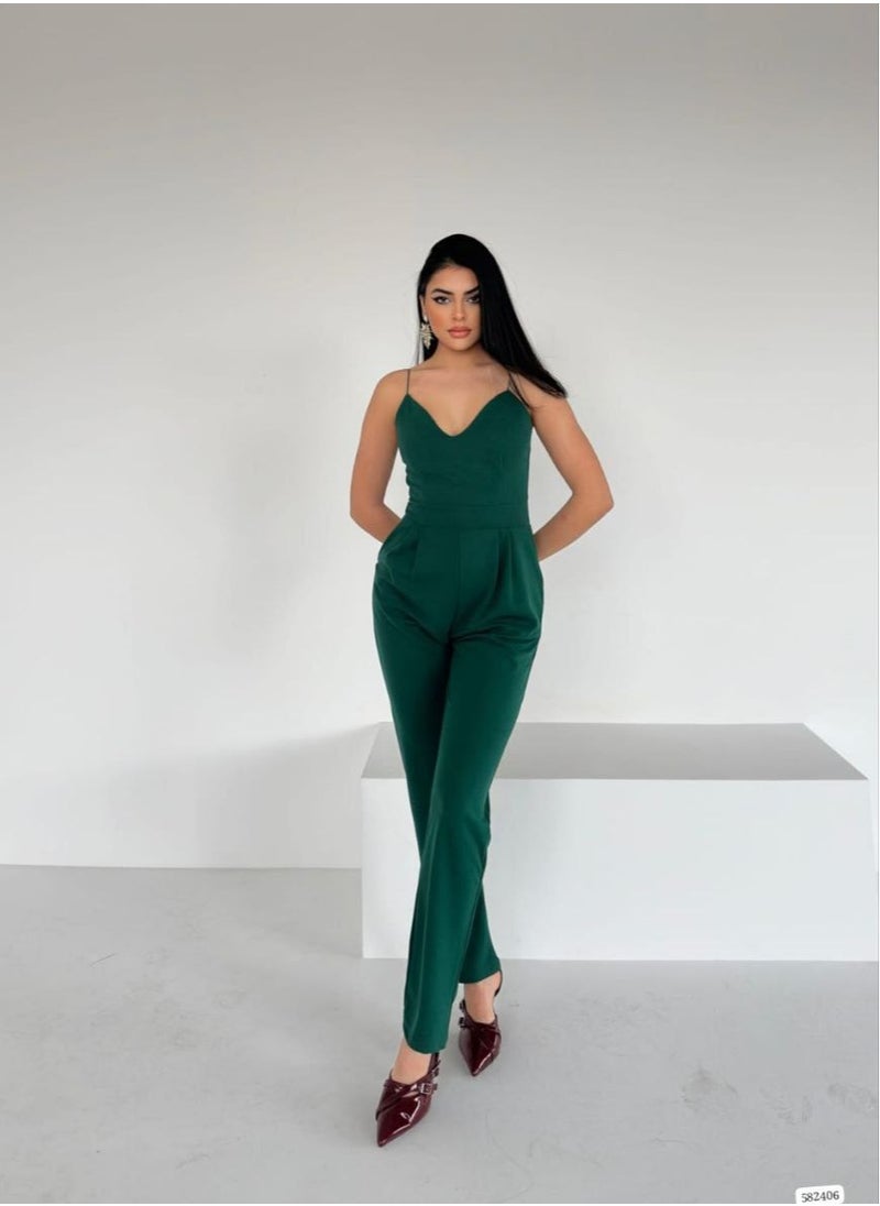 JOY - Straps regular fit jumpsuit - Green - Image 1