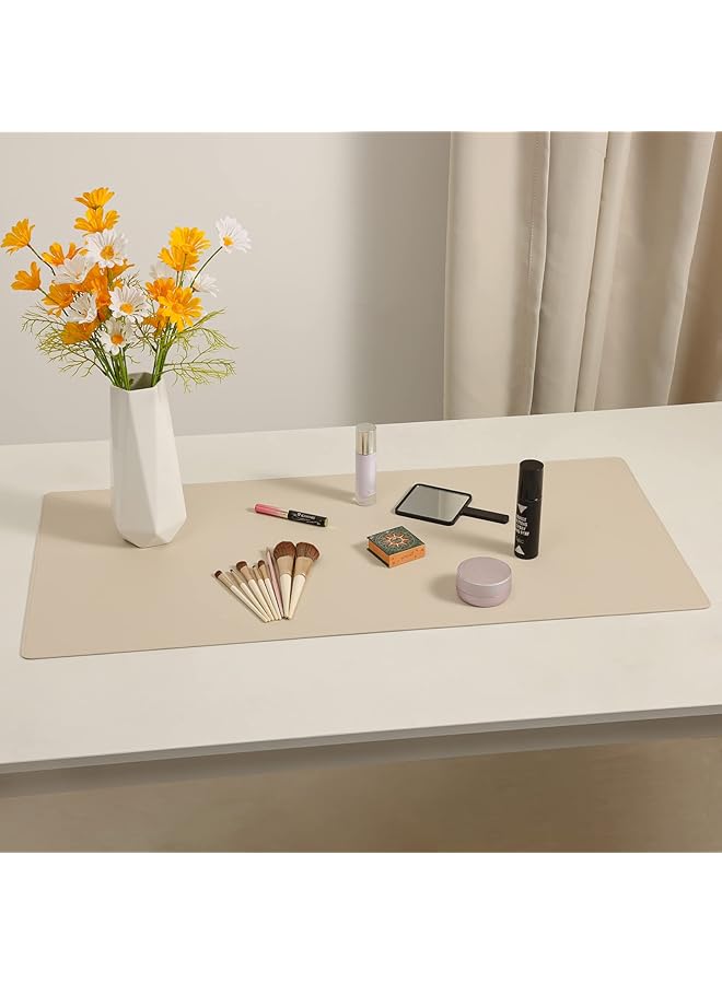 erorex Leather Desk Pad Blotter 36X17 Inch Big Keyboard Mouse Pad Waterproof Non Slip Writing Desk Computer Mat Desktop Protector For Office Home Ivory White - Image 1