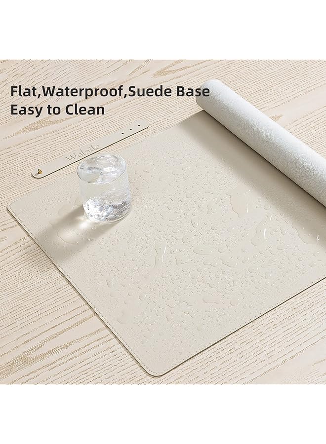 erorex Leather Desk Pad Blotter 36X17 Inch Big Keyboard Mouse Pad Waterproof Non Slip Writing Desk Computer Mat Desktop Protector For Office Home Ivory White - Image 3