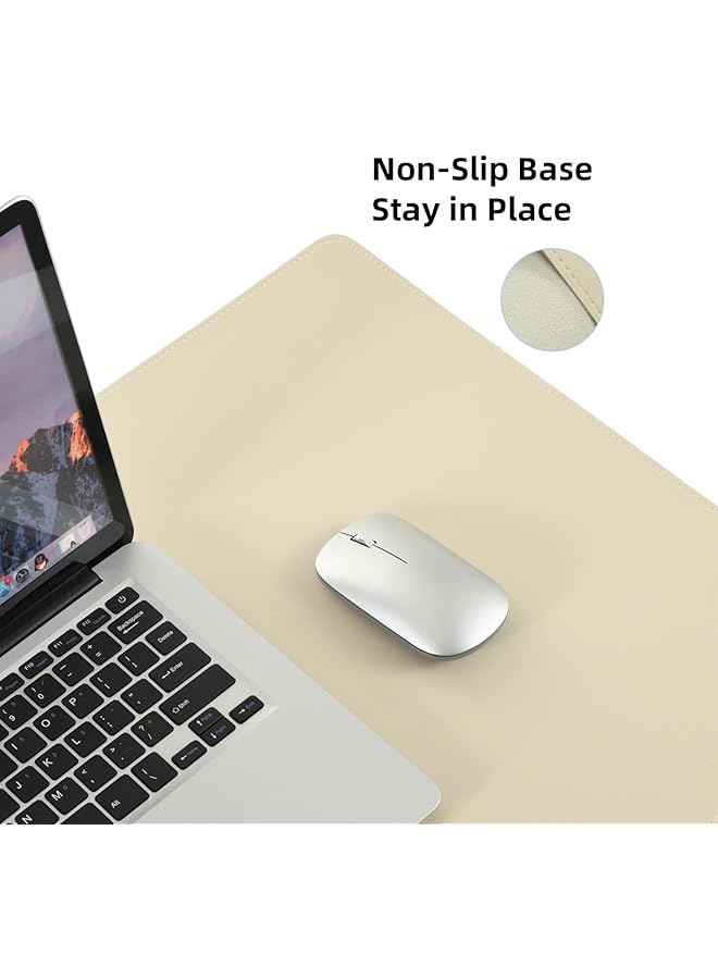 erorex Leather Desk Pad Blotter 36X17 Inch Big Keyboard Mouse Pad Waterproof Non Slip Writing Desk Computer Mat Desktop Protector For Office Home Ivory White - Image 5