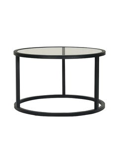 RIGID Steel Round Coffee Table with Tinted Glass Top Black 44x70x70cm  - Image 5