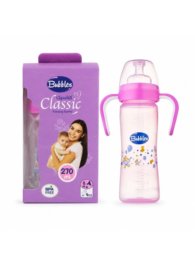 Bubbles Classic feeding bottle with hand 270ml Rose - Image 1