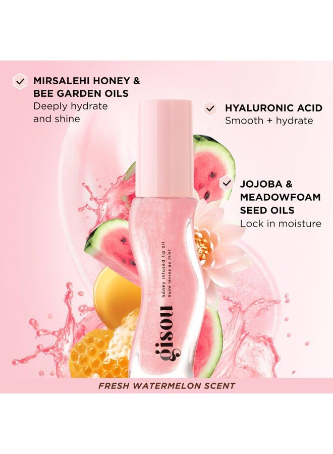 Gisou Honey Infused Hydrating Lip Oil, Nourishing Lip Moisturizer for Dry Lips (Watermelon Sugar) - Image 5